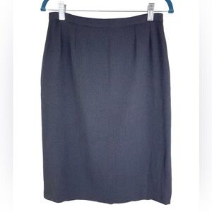 Max Mara Virgin Wool Pencil Skirt, Midi, Black, US Size 10/Medium, Made in Italy